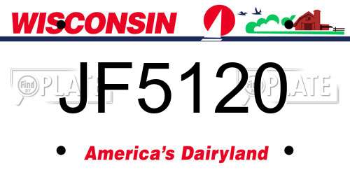 JF5120 Wisconsin License Plate