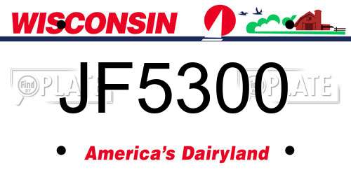 JF5300 Wisconsin License Plate