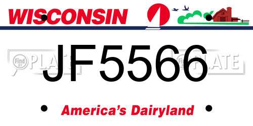 JF5566 Wisconsin License Plate