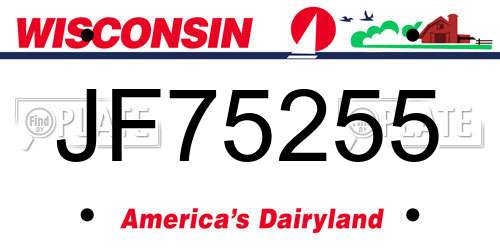 JF75255 Wisconsin License Plate