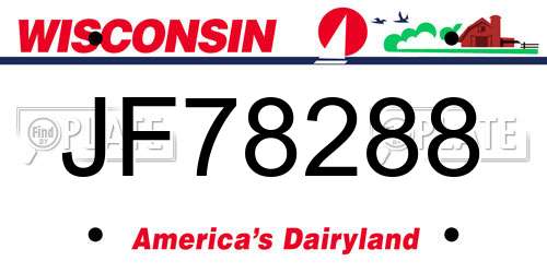 JF78288 Wisconsin License Plate