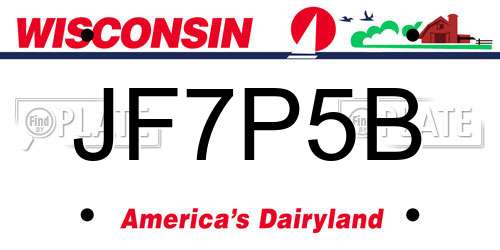 JF7P5B Wisconsin License Plate