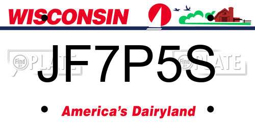 JF7P5S Wisconsin License Plate
