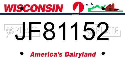 JF81152 Wisconsin License Plate