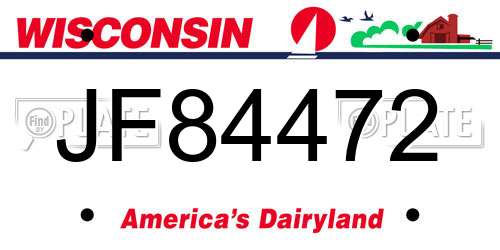JF84472 Wisconsin License Plate