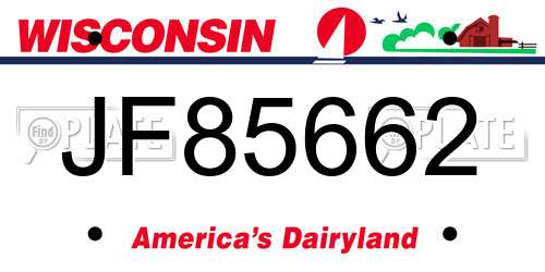 JF85662 Wisconsin License Plate