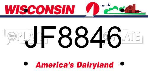 JF8846 Wisconsin License Plate
