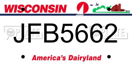 JFB5662 Wisconsin License Plate