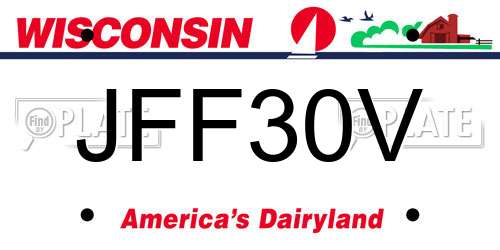 JFF30V Wisconsin License Plate