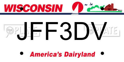 JFF3DV Wisconsin License Plate