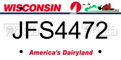 JFS4472 Wisconsin License Plate