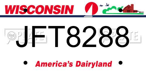 JFT8288 Wisconsin License Plate