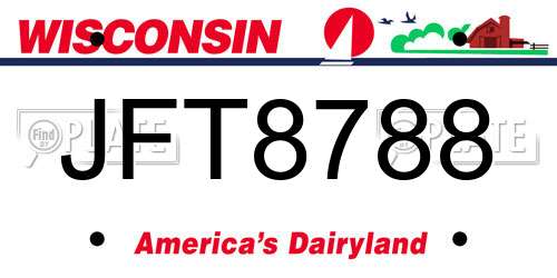 JFT8788 Wisconsin License Plate