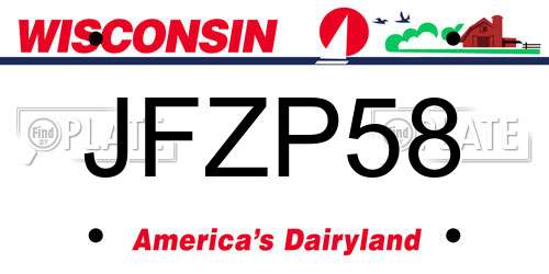 JFZP58 Wisconsin License Plate