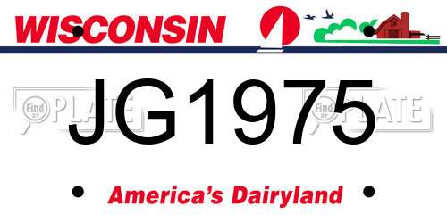 JG1975 Wisconsin License Plate