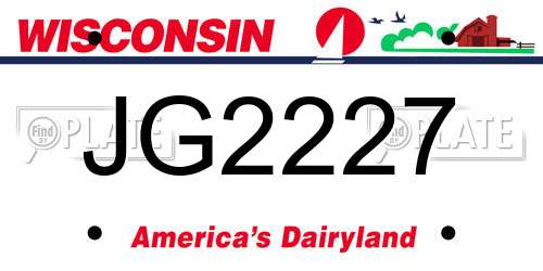 JG2227 Wisconsin License Plate