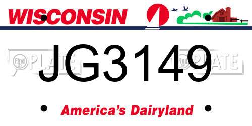 JG3149 Wisconsin License Plate