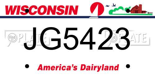 JG5423 Wisconsin License Plate