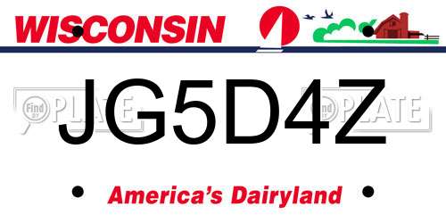 JG5D4Z Wisconsin License Plate