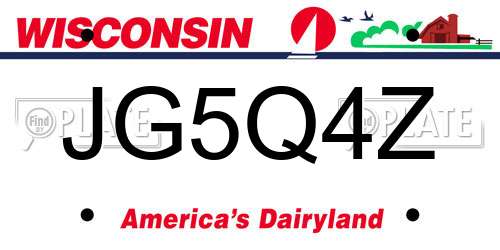 JG5Q4Z Wisconsin License Plate