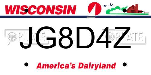 JG8D4Z Wisconsin License Plate