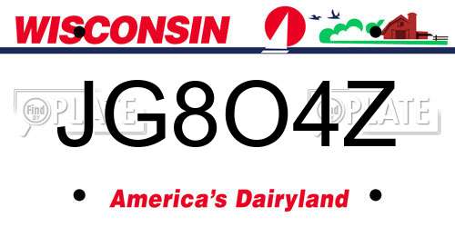 JG8O4Z Wisconsin License Plate