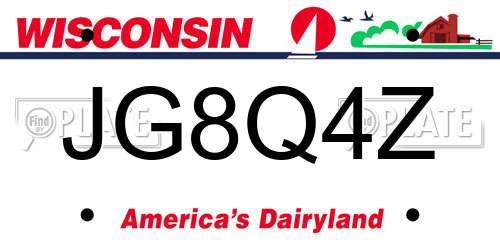 JG8Q4Z Wisconsin License Plate