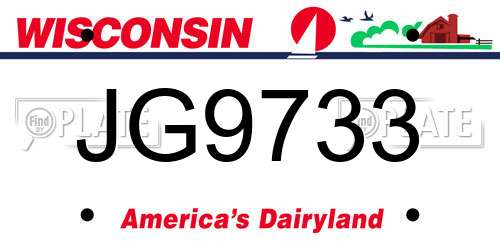 JG9733 Wisconsin License Plate
