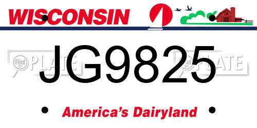 JG9825 Wisconsin License Plate