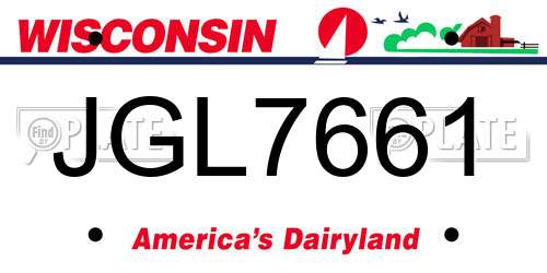 JGL7661 Wisconsin License Plate