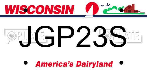 JGP23S Wisconsin License Plate