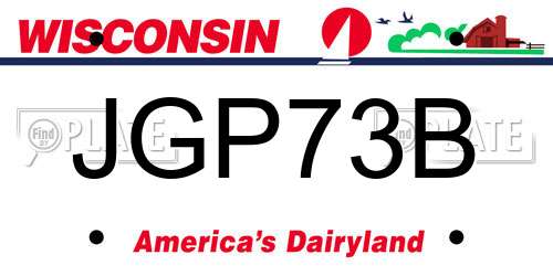 JGP73B Wisconsin License Plate