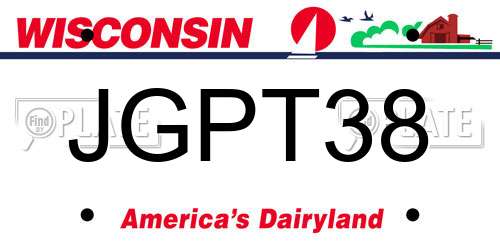 JGPT38 Wisconsin License Plate