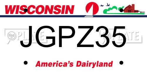 JGPZ35 Wisconsin License Plate