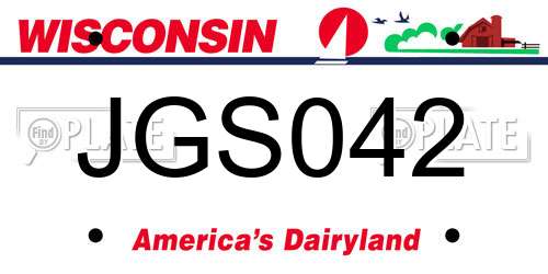 JGS042 Wisconsin License Plate