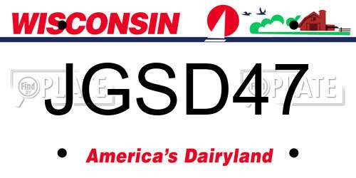 JGSD47 Wisconsin License Plate