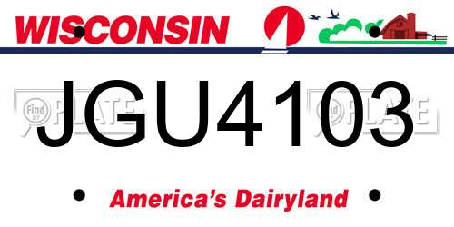 JGU4103 Wisconsin License Plate
