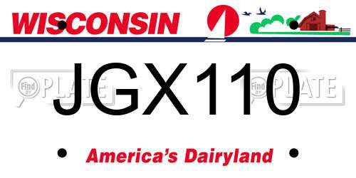 JGX110 Wisconsin License Plate