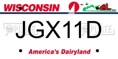 JGX11D Wisconsin License Plate