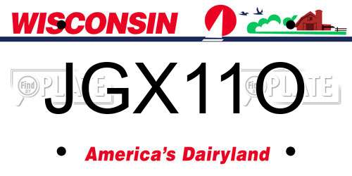 JGX11O Wisconsin License Plate