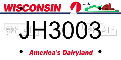 JH3003 Wisconsin License Plate