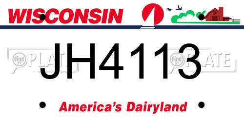 JH4113 Wisconsin License Plate