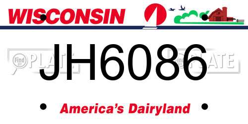 JH6086 Wisconsin License Plate