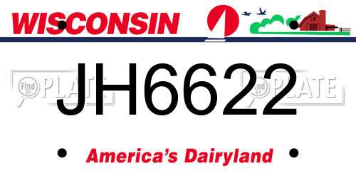 JH6622 Wisconsin License Plate