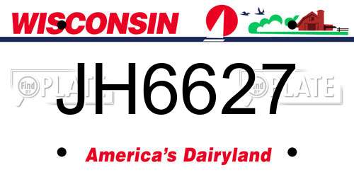 JH6627 Wisconsin License Plate