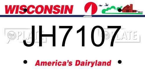 JH7107 Wisconsin License Plate