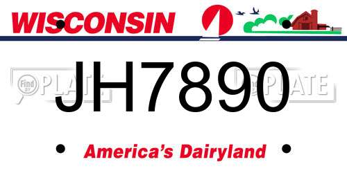 JH7890 Wisconsin License Plate
