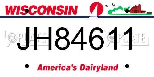 JH84611 Wisconsin License Plate