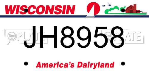 JH8958 Wisconsin License Plate