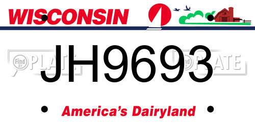 JH9693 Wisconsin License Plate